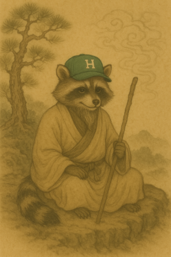 Taoist Racoon in a Yardgoats hat.